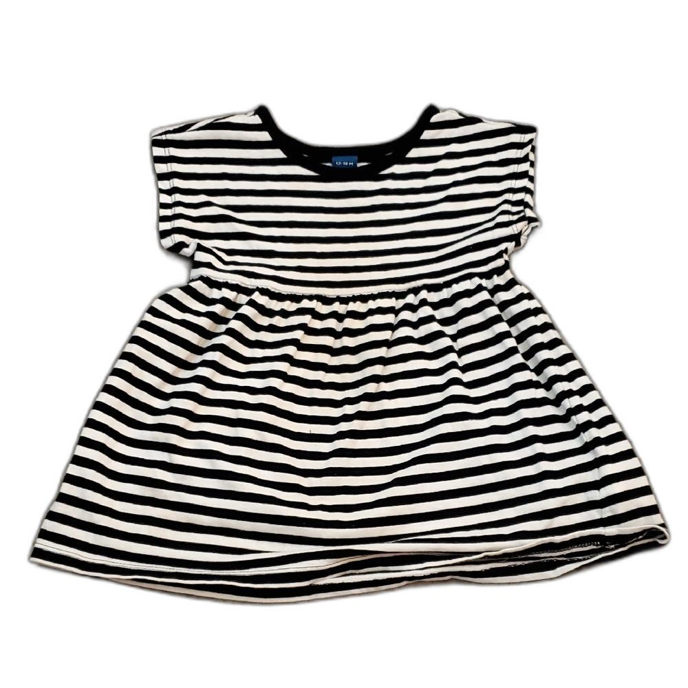 Old Navy Black and White Striped Casual Dress Baby 12-18 Months